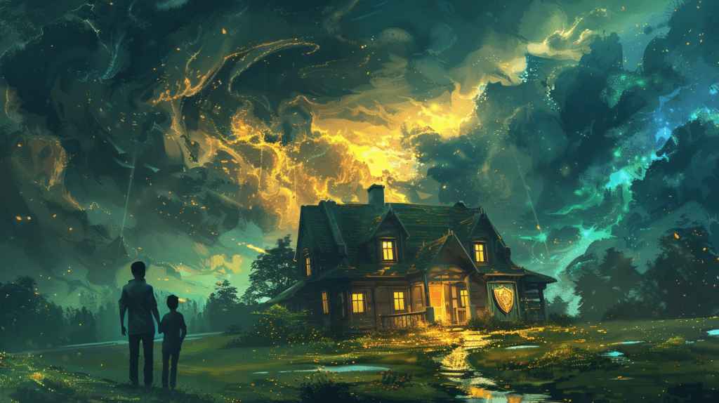 Art of stormy skies upon a house