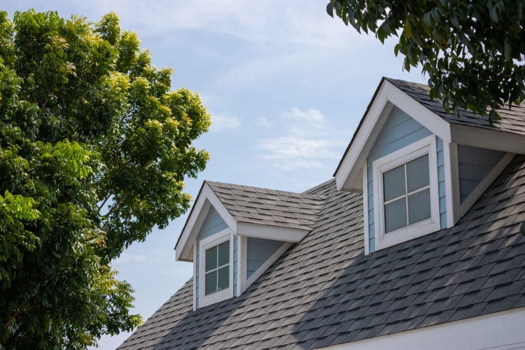 Residential roof with new roofing