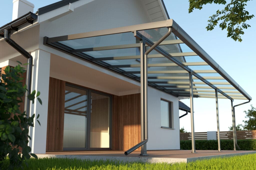 Modern home with new gutters