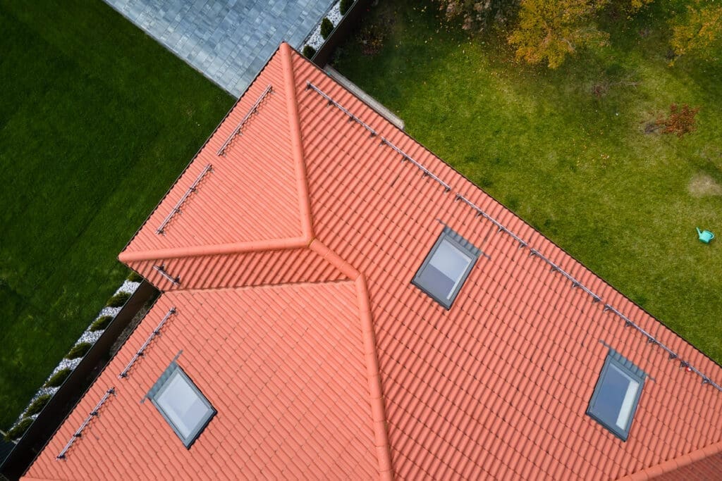 Geometric roof with new shingles